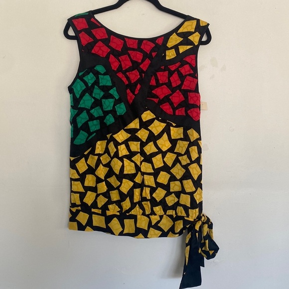 Guy Laroche Colorblock Mosaic Print Top, Sz M - Picture 2 of 9